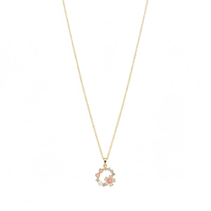 گردنبند زنانه مدل آویز گلدار مرواریدی کد G-114