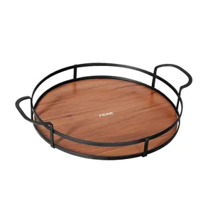 سینی دسته دار فیدار طرح دایره مدل پذیرایی B80 سایز 29.5*36.5 سانتی متر