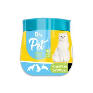 دستمال مرطوب دست و پای سگ و گربه دکترپت مدل Paw wipes بسته 70 عددی