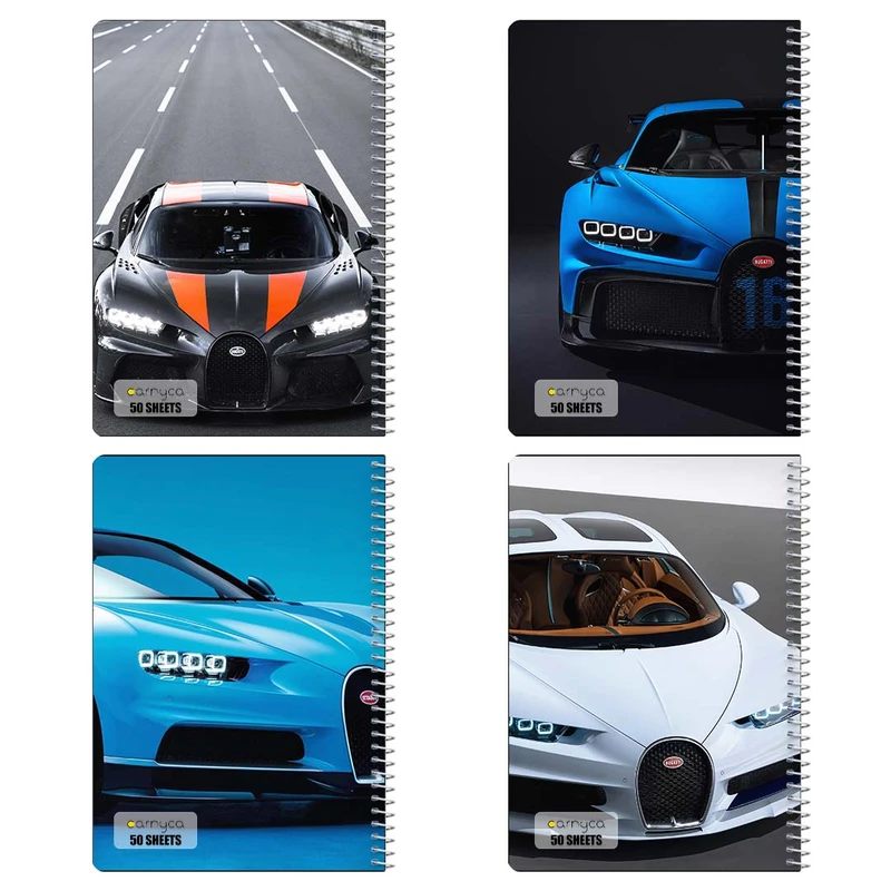 دفتر نقاشي 50 برگ کارنيکا طرح بوگاتی Bugatti کد 82769 مجموعه 4 عددی