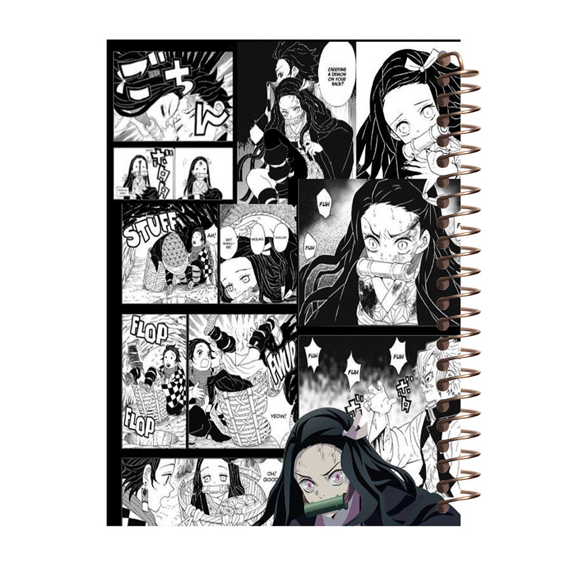 دفتر زبان 60 برگ طرح انیمه شیطان کش مدل نزوکو کد L90