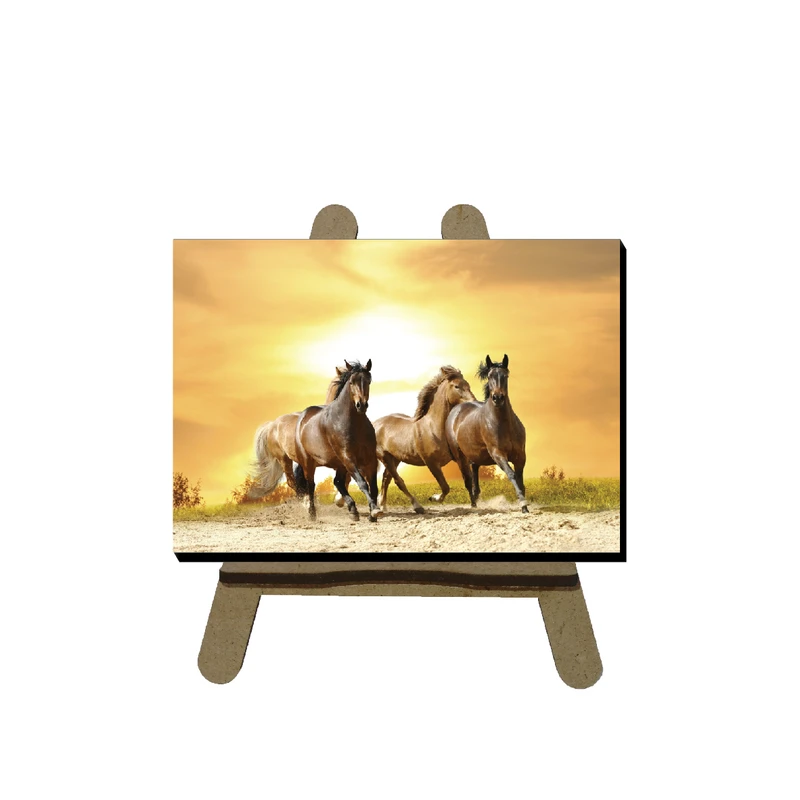 تابلو شاسی مدل حیوانات طرح اسب های قهوه ای کد 11 به همراه پایه نگهدارنده