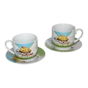 ست فنجان و نعلبکی 4 پارچه مدل کاپ کیک