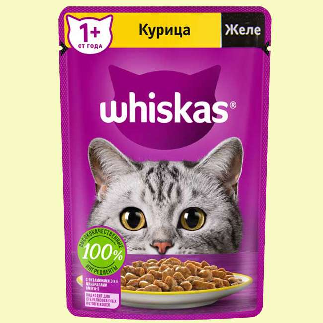 پوچ گربه ویسکاس مدل مرغ Whiskas Chicken وزن 75 گرم