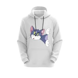 هودی زنانه مدل تام و جری کد J231 رنگ سفید