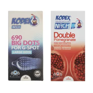 کاندوم ناچ کدکس مدل Big Dots بسته 10 عددی به همراه کاندوم کدکس مدل Double Pomegranate بسته 12 عددی