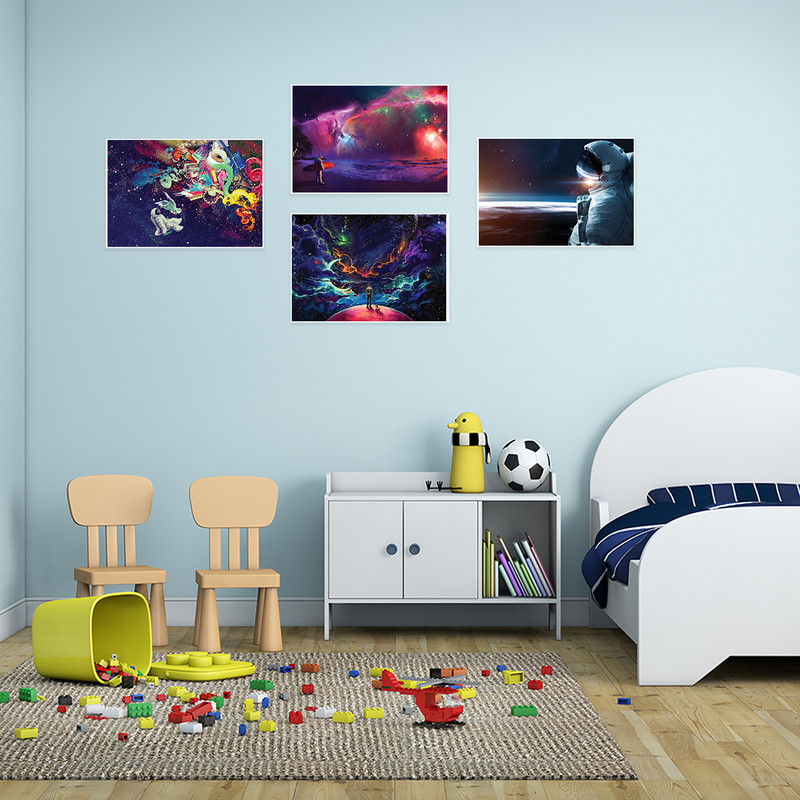 پوستر طرح فضانورد کد A-1952 مجموعه 4 عددی