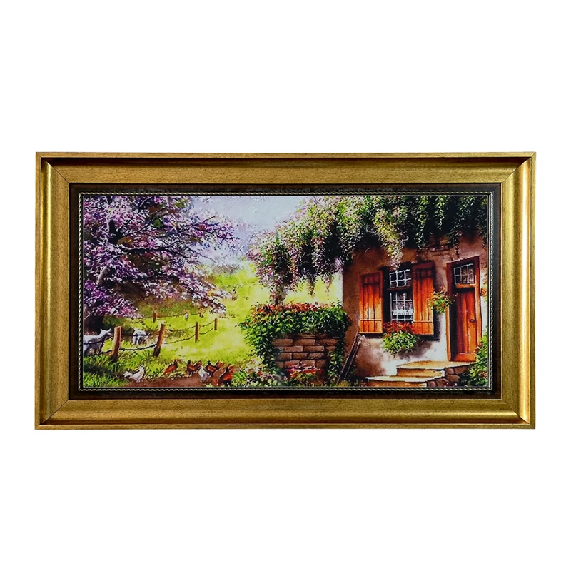 تابلو فرش ماشینی طرح دستبافت مدل خانه ویلایی کد 7901