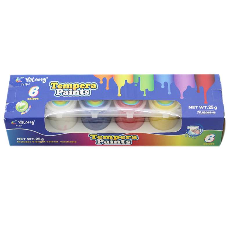 گواش 6 رنگ یالونگ مدل Tempera به همراه قلم مو گواش 6 رنگ یالونگ مدل Tempera به همراه قلم مو