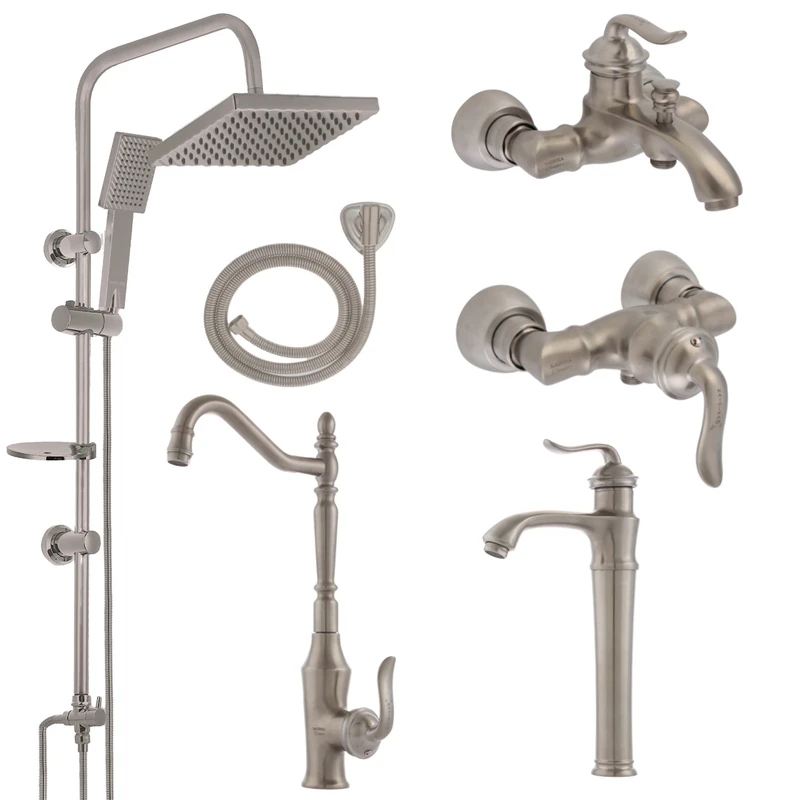 ست شیرآلات نایریکا مدل هلن کد B-M03 پایه بلند مجموعه 6 عددی
