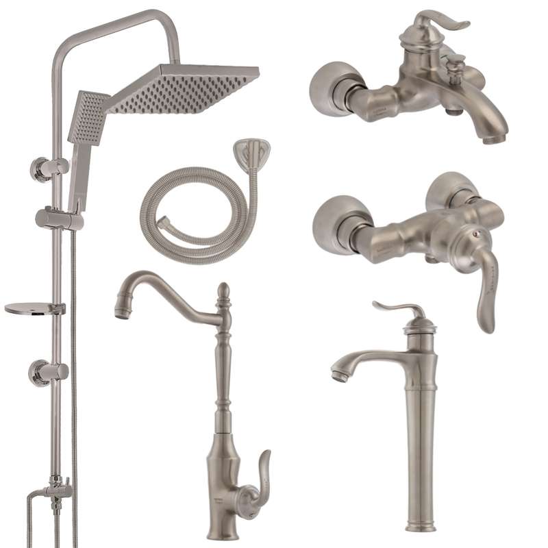 ست شیرآلات نایریکا مدل هلن کد B-M03 پایه بلند مجموعه 6 عددی
