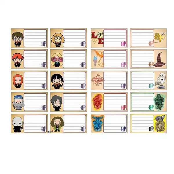 برچسب مشایخ طرح نام و نام خانوادگی مدل هری پاتر کد B03 بسته 20 عددی