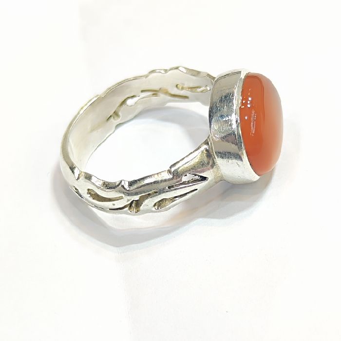 انگشتر نقره مردانه مدل سنگ عقیق یمانی رکاب دست ساز کد 7700 - - 2