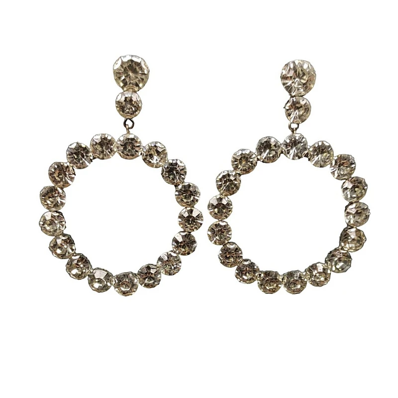 گوشواره زنانه مدل حلقه ای مجلسی تمام سنگ لحیمی کد sh002