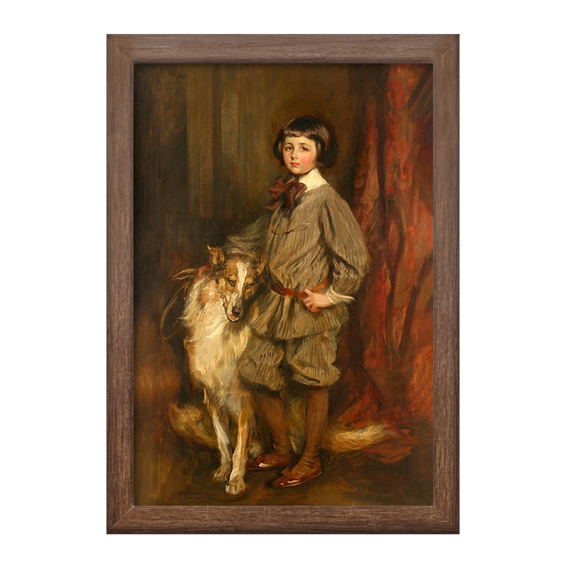 تابلو خندالو طرح نقاشی مردیث هاولند با سگش اثر جیمز جبوسا شانون       کد F12482