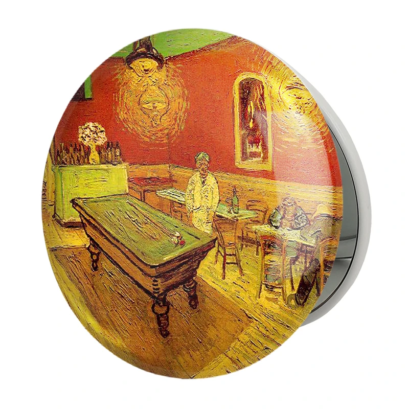 آینه جیبی خندالو طرح نقاشی کافه شبانه اثر ونسان ونگوگ مدل تاشو کد 25473 