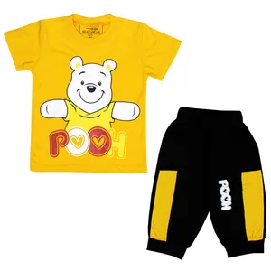 ست تی شرت و شلوارک پسرانه مدل POOH رنگ زرد