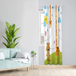 پرده مدل کودک مخمل پانچی زرافه کد 1148a سایز 200x140 سانتی متر