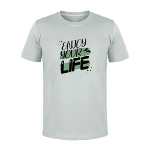 تی شرت آستین کوتاه مردانه مدل LIFE کد L50 رنگ طوسی