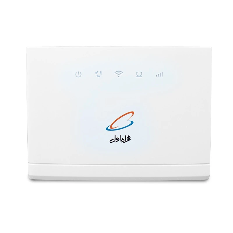 مودم روتر 4G همراه اول مدل HA4300-T به همراه کارت هدیه فعالسازی سیم‌کارت اعتباری، با آنتن داخلی، اتصال Wi‑Fi، درگاه RJ-45 LAN و پشتیبانی از 16 کاربر