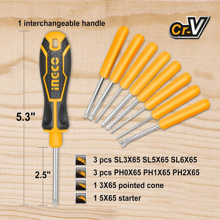 پیچ گوشتی اینکو مدل  AKISD-0901 مجموعه 9 عددی