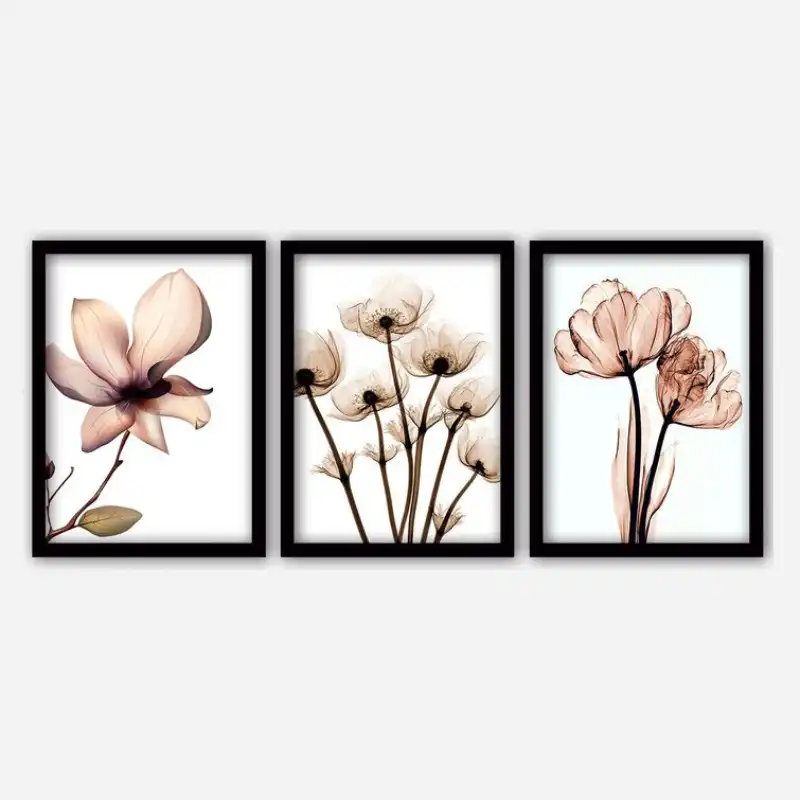 تابلو دکوراتیو مینیمال گل کد YF2337 مجموعه 3 عددی