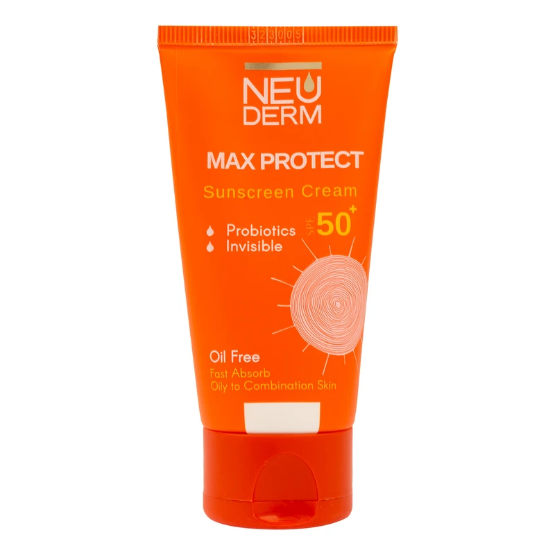 کرم ضد آفتاب بدون رنگ نئودرم SPF 50 مدل MAX PROTECTIVE ‌مناسب پوست‌های چرب و مختلط حجم 50 میلی‌لیتر