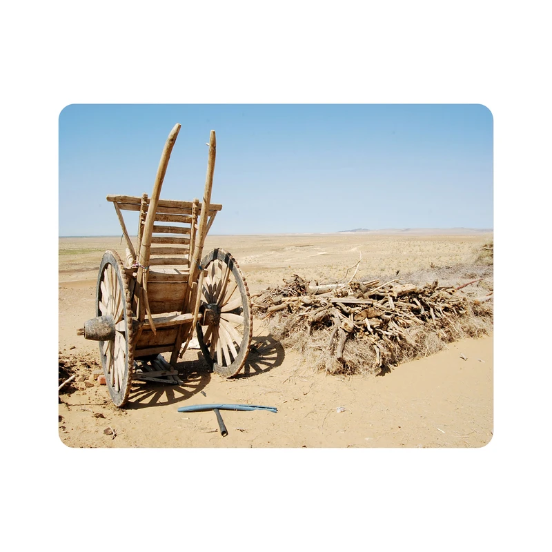 ماوس پد اطلس آبی طرح بیابان و گاری و تنه درخت مدل T6932