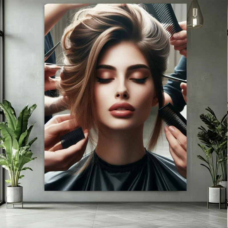 پوستر پارچه ای طرح مخمل سالن زیبایی مدل جذاب کد M418