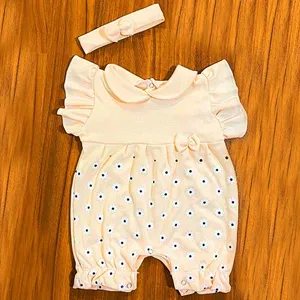 ست سرهمی و هدبند نوزادی مدل گل رنگ گلبهی