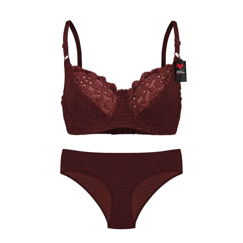 ست شورت و سوتین زنانه شباهنگ مدل  MATCH رنگ زرشکی