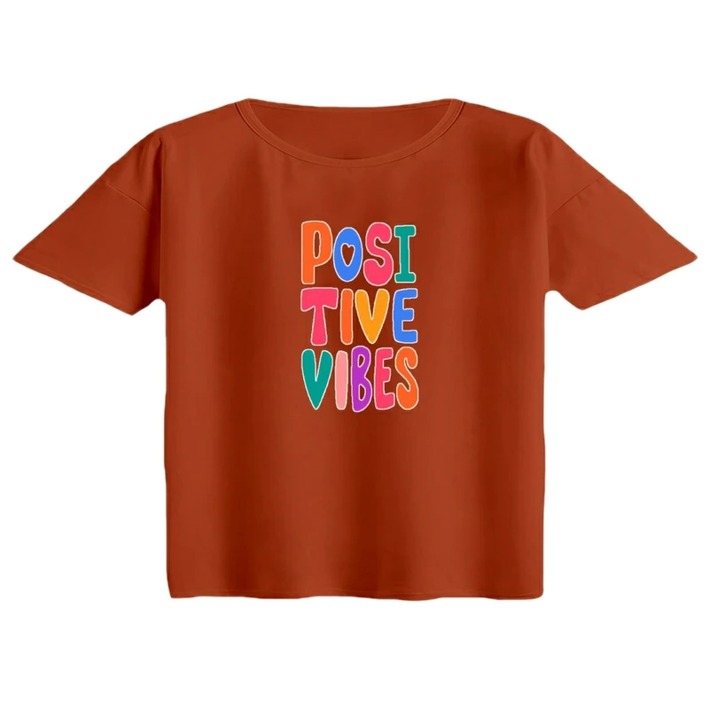 کراپ تی‌شرت آستین کوتاه زنانه مدل انرژی مثبت