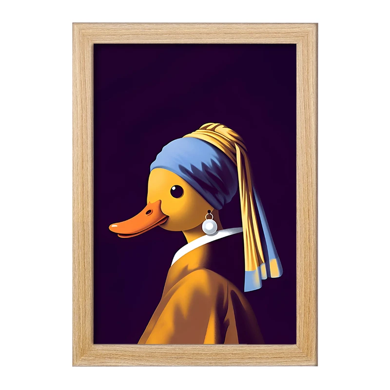 تابلو خندالو مدل اردکی با گوشواره های مروارید کد F7965