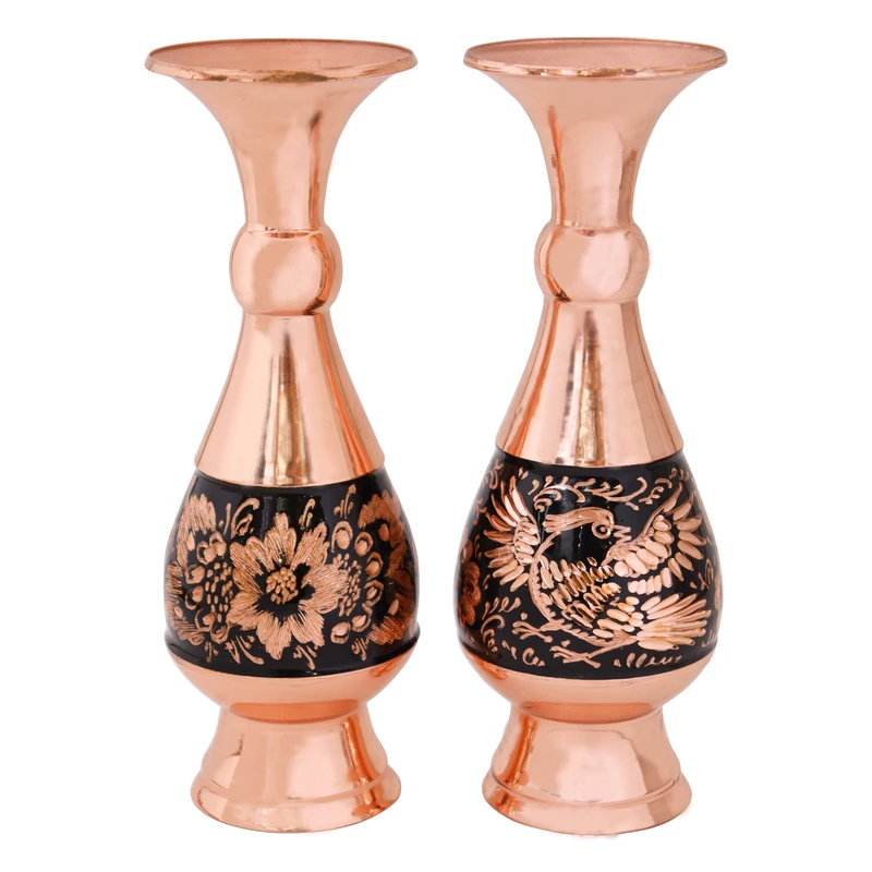 گلدان مسی مدل الماس تراش کد 16half مجموعه 2 عددی