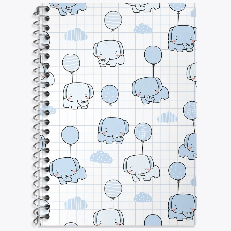 دفتر زبان 50 برگ خندالو مدل سه خط طرح فیل کوچولو کد N371