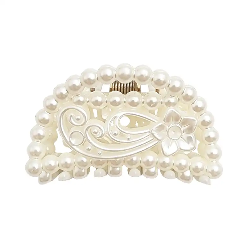 کلیپس مو زنانه مدل مروارید طرح گل دنباله دار KLP1054