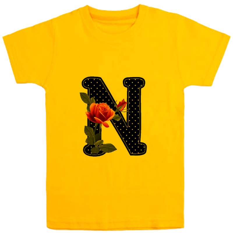 تی شرت آستین کوتاه دخترانه مدل D64 N رنگ زرد