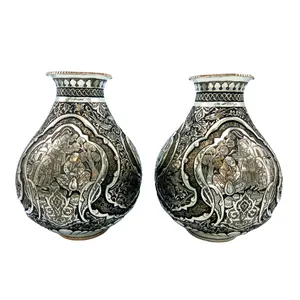 گلدان قلمزنی استاد مصدقیان طرح مجلسی کد 047 بسته دو عددی