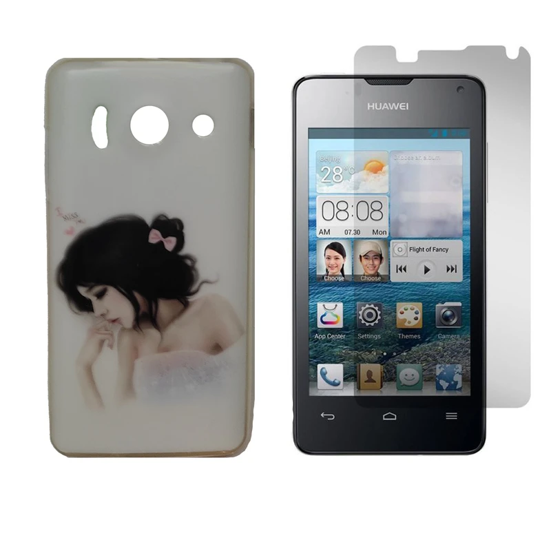 کاور طرح دختر کد 04 مناسب برای گوشی موبایل هوآوی Ascend Y300 به همراه محافظ صفحه نمایش