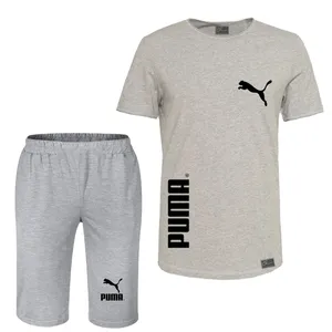 ست تی شرت و شلوارک مردانه مدل  B4 رنگ طوسی