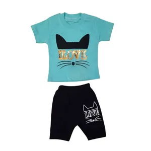 ست تی شرت و شلوارک دخترانه کد Z012