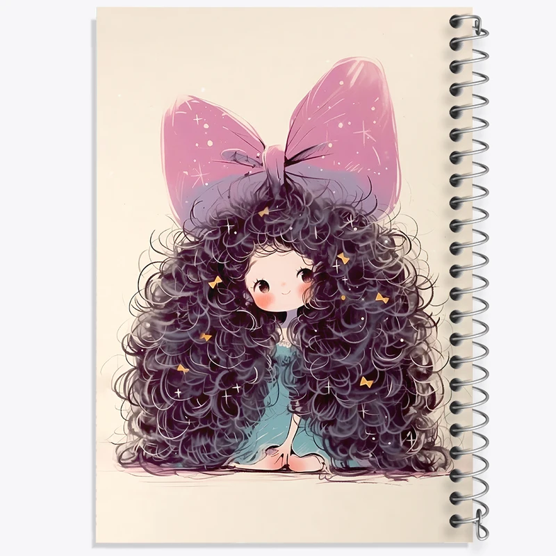 دفتر ژورنال نویسی 50 برگ خندالو مدل نقطه ای طرح دختر مو فرفری کد N3517