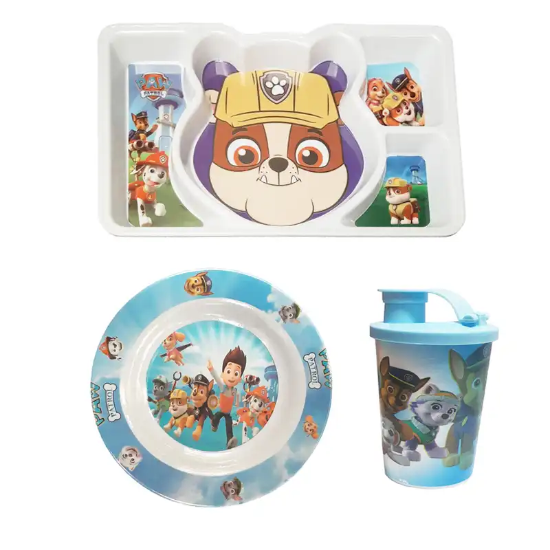 ست 3 تکه ظرف غذا کودک طرح سگ های نگهبان کد paw222