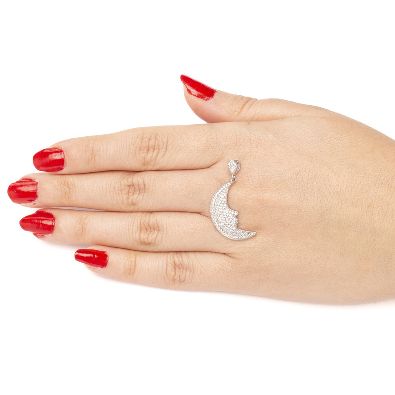 آویز گردنبند نقره زنانه آمیتیس مدل هلال ماه کد AMT-M136