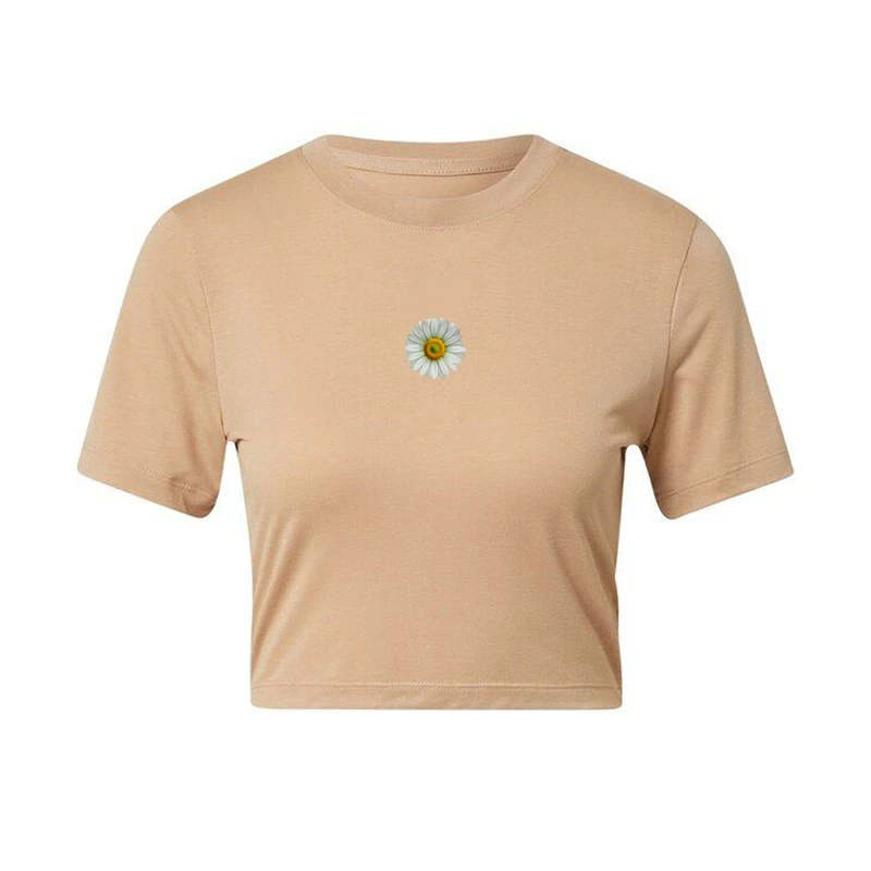 کراپ‌ تی‌شرت آستین کوتاه زنانه مدل بابونه