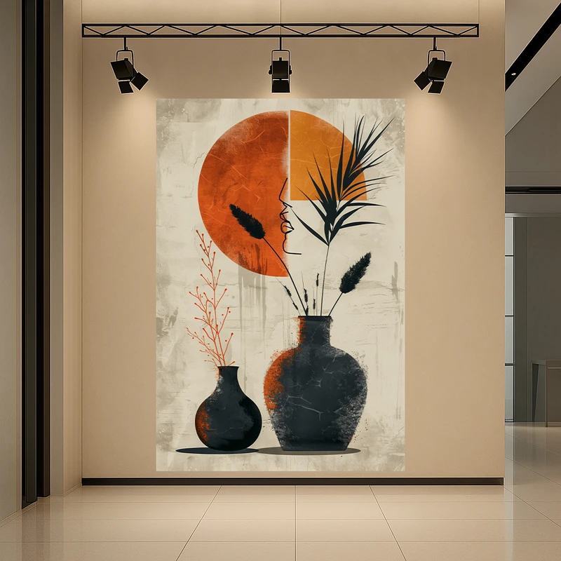 پوستر طرح نقاشی گلدان و خورشید کد AR3059152