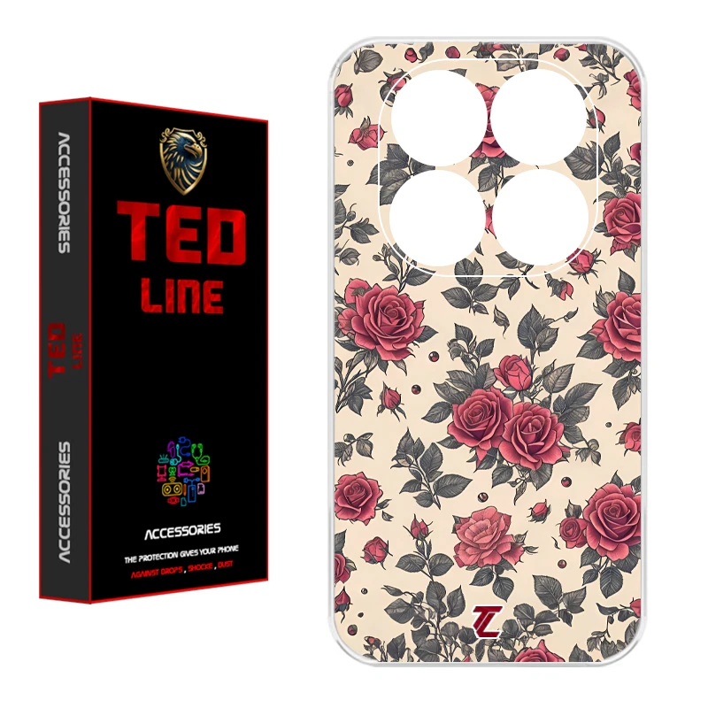 کاور تدلاین طرح گل رز کد 1223 مناسب برای گوشی موبایل شیائومی Redmi Note 14 Pro Plus 5G