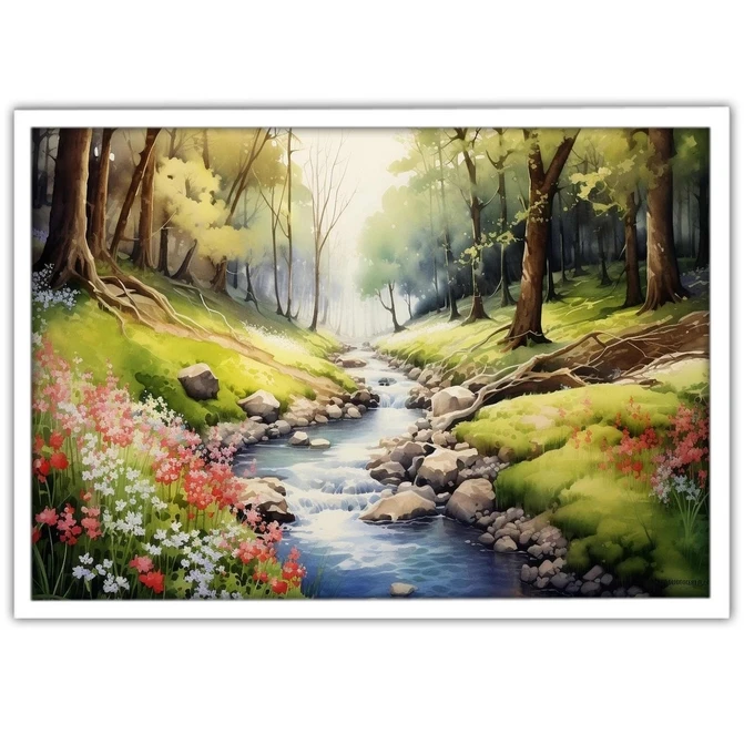 تابلو نوری بکلیت طرح منظره طبیعت و رودخانه مدل W-MID-17553