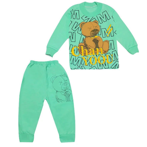 ست تی شرت و شلوار بچگانه مدل Chanyoou کد Sa2 رنگ سبز روشن