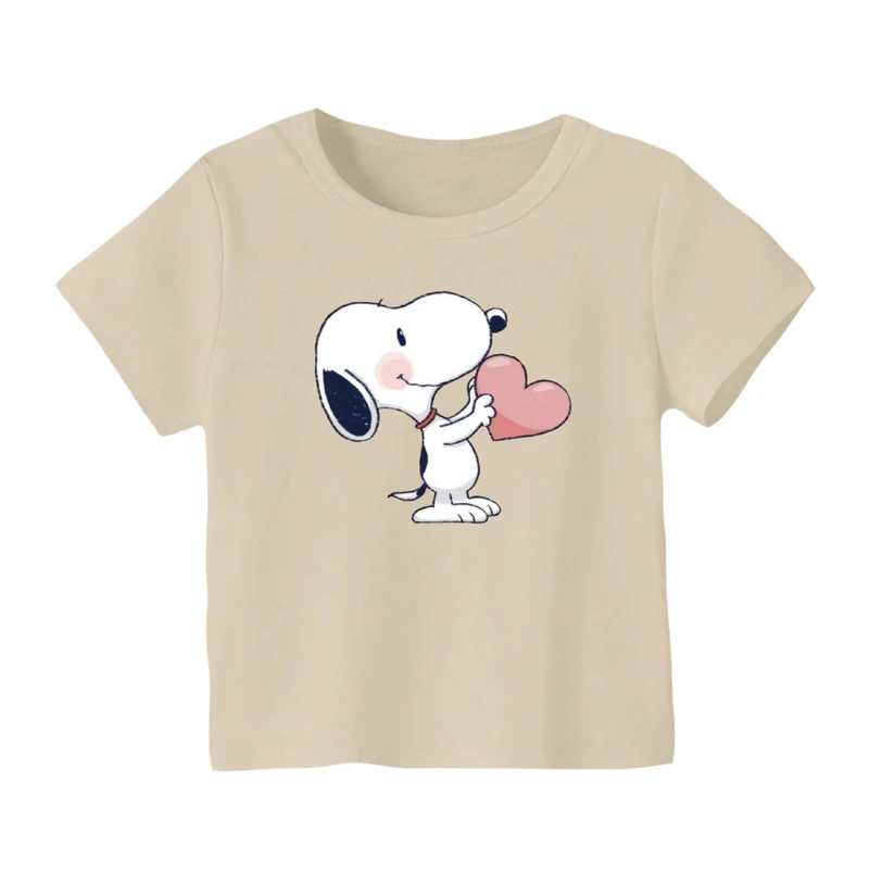 تی شرت آستین کوتاه بچگانه مدل اسنوپی کد ۴۷ رنگ کرم